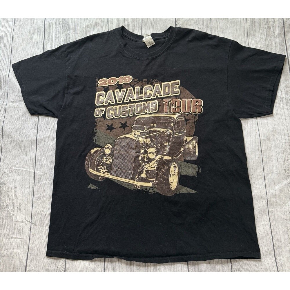 Cavalcade of Customs Tour 2019 Black Graphic Logo T-shirt Size XL